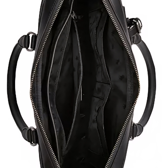 Polo by Ralph Lauren Black Leather Laptop Briefcase with Removable Strap - Picture 5 of 8